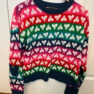 Aqua x Kerri Rosenthal Red and Pink Heart Sweater